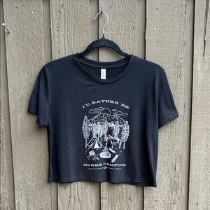 Bella + Canvas: Black Graphic “I’d rather be horse camping” cropped tee